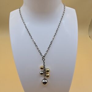Fossil Two-Tone Drop Ball Necklace - Gold & Silver